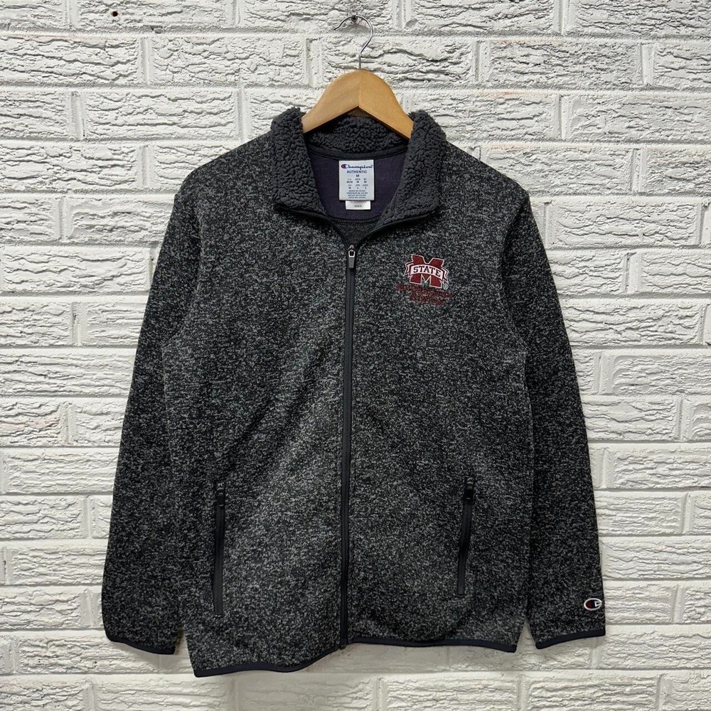 Champion Mississippi State Cute Zip Up Fleece Jacket Medium Women's Grey